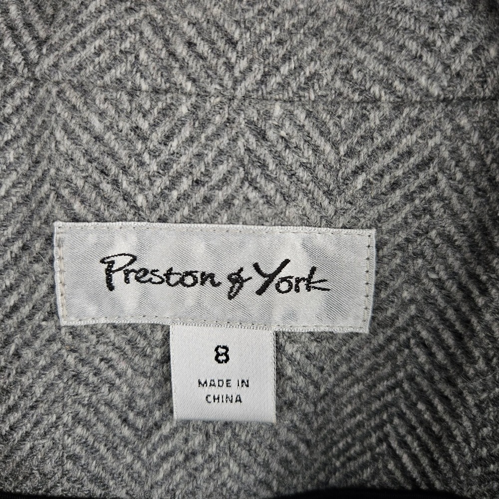 Preston & York Grey Herringbone Wool Blend Coat Portrait Collar Size 8 - Picture 2 of 9
